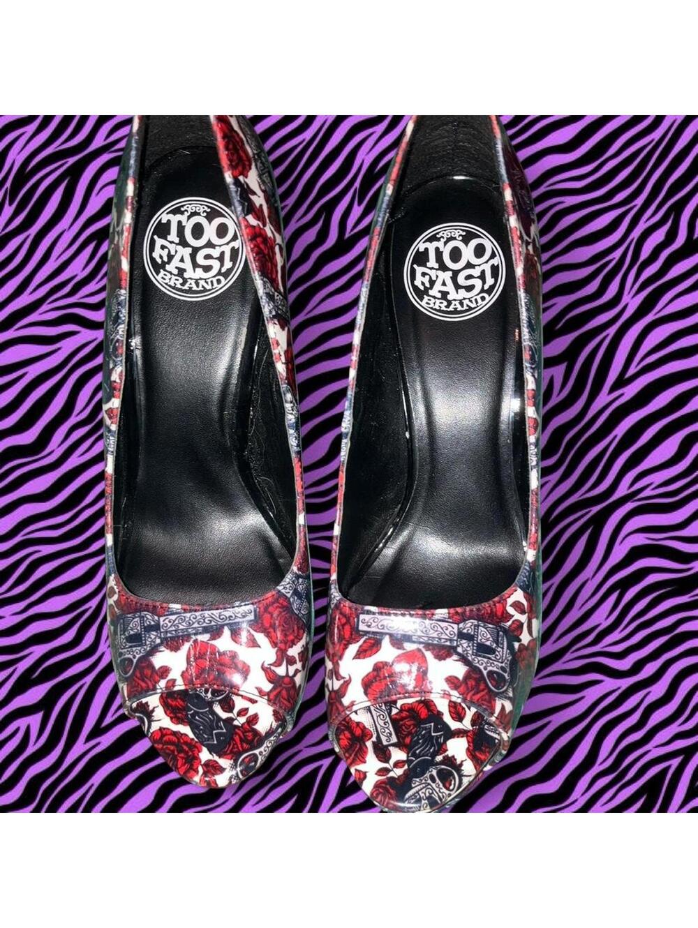 Vintage Too Fast Cirque Couture guns n roses platform heels - Picture 2 of 7